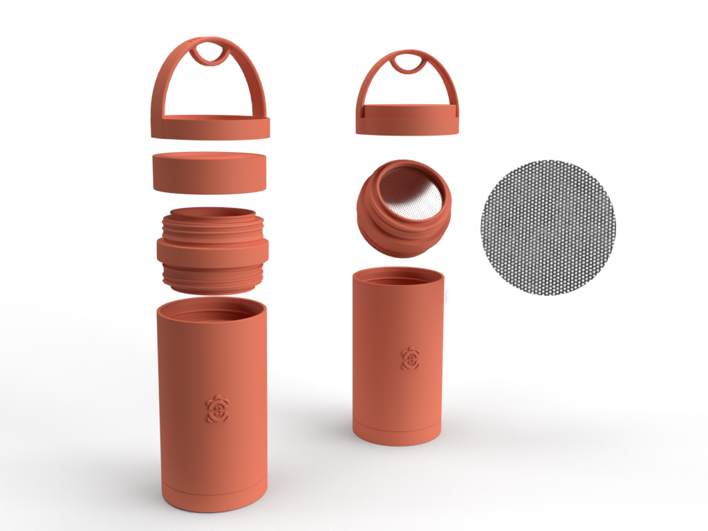 26oz TurtleShell™ Wide Mouth Stainless Steel Bottle w/ Storage Cap and Silicone Handle