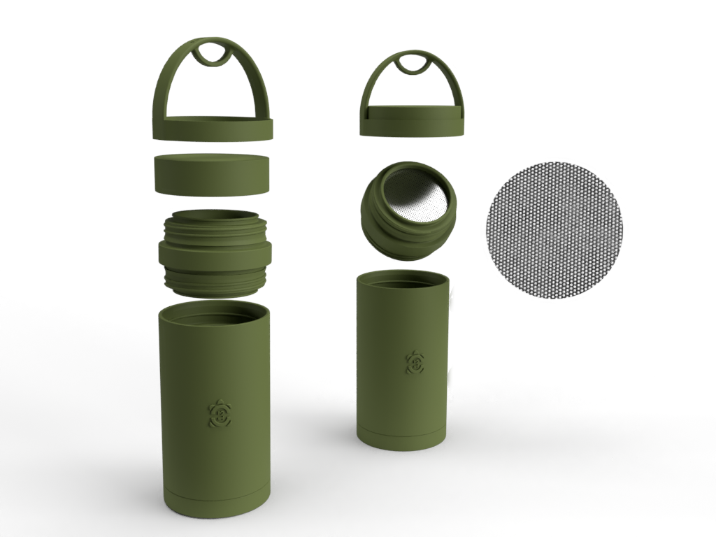 26oz TurtleShell™ Wide Mouth Stainless Steel Bottle w/ Storage Cap and Silicone Handle